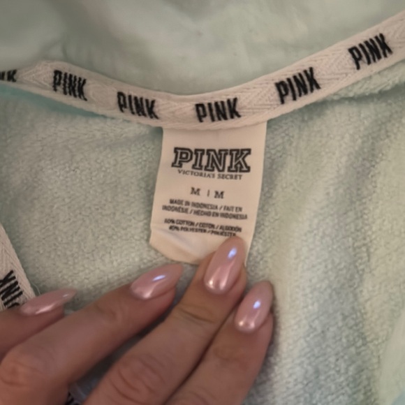 PINK Victoria's Secret Mint Quarter-Zip Pullover - Picture 3 of 4